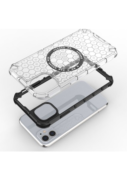 iPhone 11 Kılıfı Için Magsafe Honeycomb Tasarım Tpu+Pc Telefon Kılıfı-Şeffaf ile Uyumlu (Yurt Dışından) fiyatları