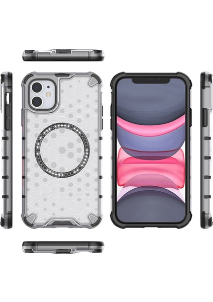iPhone 11 Kılıfı Için Magsafe Honeycomb Tasarım Tpu+Pc Telefon Kılıfı-Şeffaf ile Uyumlu (Yurt Dışından) indirimleri
