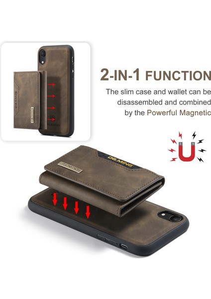 Dg.mıng M2 Serisi Çıkarılabilir 2'si 1 Arada Manyetik Cüzdan Tasarım Telefon Hibrit Kılıf Kabuğu Kickstand ile iPhone Xr 6.1 Inç-Kahve (Yurt Dışından) fırsatları