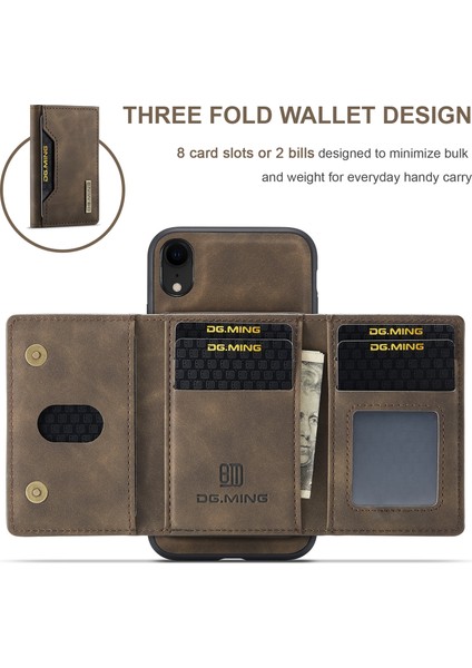 Dg.mıng M2 Serisi Çıkarılabilir 2'si 1 Arada Manyetik Cüzdan Tasarım Telefon Hibrit Kılıf Kabuğu Kickstand ile iPhone Xr 6.1 Inç-Kahve (Yurt Dışından) indirimleri