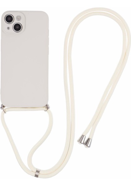 iPhone 15 Tpu Telefon Kılıfı Fiber Astarlı Ka Kaplama Uzun Askılı-Beyaz (Yurt Dışından)