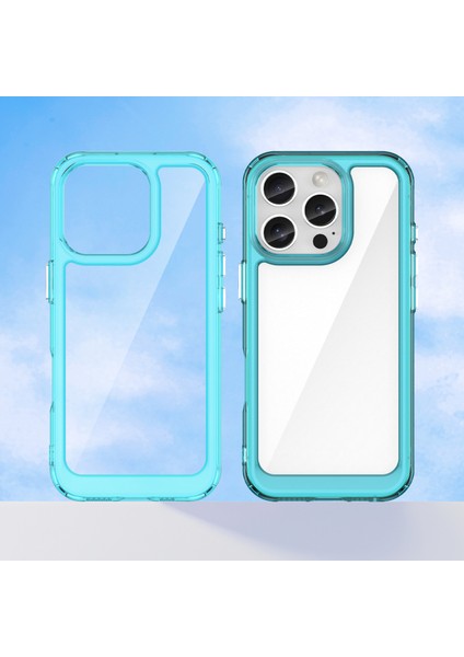 iPhone 16 Pro Kılıf Tpu Çerçeve Şeffaf Akrilik Arka Telefon Kılıfı-Şeffaf Mavi (Yurt Dışından) fiyatları