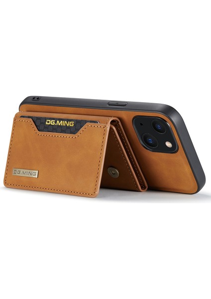 Dg.mıng M2 Serisi iPhone 15 Plus Kickstand Telefon Kılıfı Pu+Pc+Tpu Manyetik Cüzdan Telefon Kılıfı-Kahverengi (Yurt Dışından) fırsatları