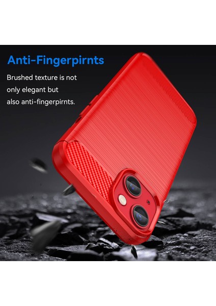 iPhone 14 Plus 6.7 Inç Karbon Fiber Doku Tpu Kapaklı Fırçalanmış Ince Kılıf Çizilmeye Dayanıklı Cep Telefonu Kılıfı-Kırmızı (Yurt Dışından) fırsatları