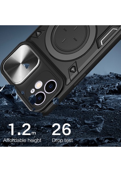 iPhone 11 Için Kayar Kamera Kapağı Düşmeye Lı Kapak Pc+Tpu Telefon Kılıfı Döndürülebilir Destekli-Gümüş (Yurt Dışından) modelleri