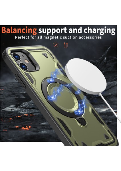 iPhone 11/xr Kılıfı Için Magsafe Askeri Koruma Pc+Tpu Kickstand Telefon Kılıfı ile Uyumlu-Zeytin Yeşili (Yurt Dışından) fiyatları