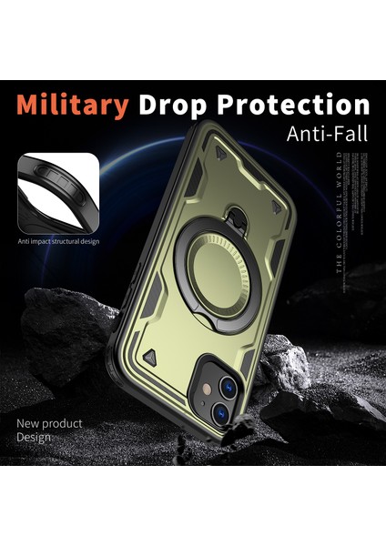 iPhone 11/xr Kılıfı Için Magsafe Askeri Koruma Pc+Tpu Kickstand Telefon Kılıfı ile Uyumlu-Zeytin Yeşili (Yurt Dışından) modelleri