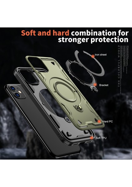 iPhone 11/xr Kılıfı Için Magsafe Askeri Koruma Pc+Tpu Kickstand Telefon Kılıfı ile Uyumlu-Zeytin Yeşili (Yurt Dışından) fırsatları
