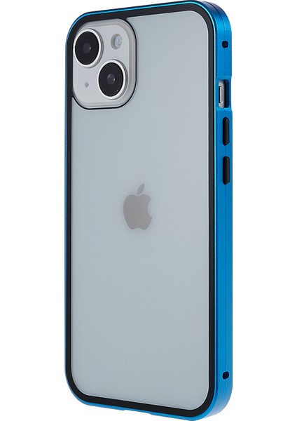 iPhone 14 Plus Için Her Yönüyle Koruma Metal Tampon + Çift Taraflı Temperli Cam Aşınmaya Karşı Manyetik Telefon Kılıfı - Mavi (Yurt Dışından) fırsatları