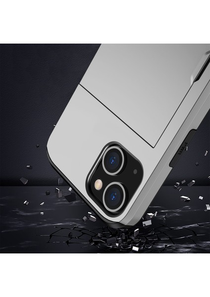 iPhone 14 Plus 6.7 Inç Için Kart Tutucu Telefon Kılıfı, Tpu + Pc Çift Katmanlı Koruyucu Kapak-Gümüş (Yurt Dışından) fırsatları