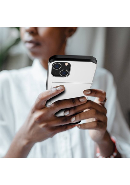 iPhone 14 Plus 6.7 Inç Için Kart Tutucu Telefon Kılıfı, Tpu + Pc Çift Katmanlı Koruyucu Kapak-Gümüş (Yurt Dışından) indirimleri