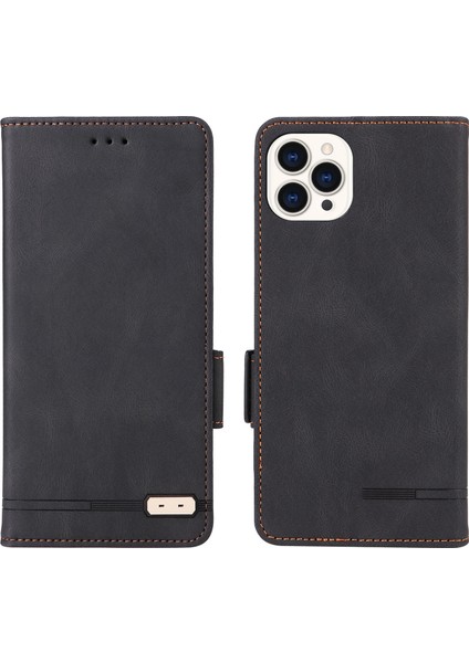 iPhone 16 Pro Kılıf Darbeye Dayanıklı Stand Cüzdan Deri Telefon Kılıfı Donanım Dekor-Siyah (Yurt Dışından)