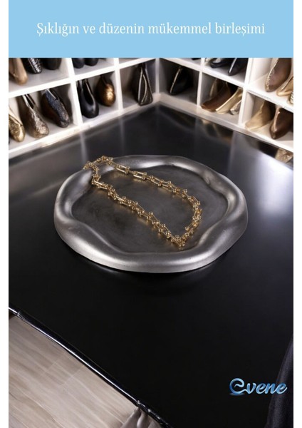 Takı Organizer Makyaj Düzenleyici Kozmetik Organizer Dekoratif Tabak Gümüş Eskitme Renk Model 17