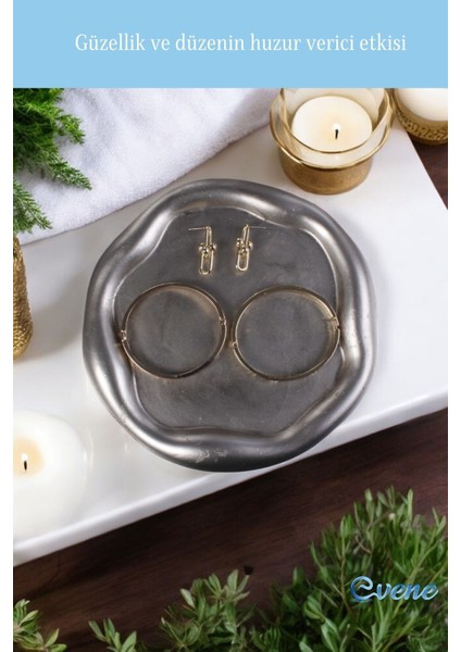 Takı Organizer Makyaj Düzenleyici Kozmetik Organizer Dekoratif Tabak Gümüş Eskitme Renk Model 17