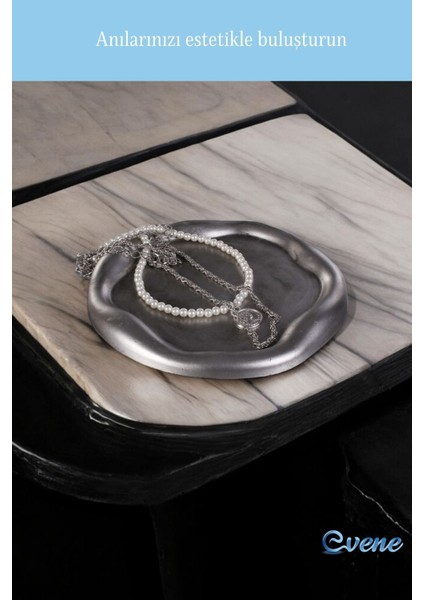 Takı Organizer Makyaj Düzenleyici Kozmetik Organizer Dekoratif Tabak Gümüş Eskitme Renk Model 17