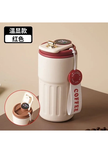 Paslanmaz Çelik Yalıtılmış Kupa Sıcaklık Ekranlı Kahve Kupası Akıllı Araba Monte Isı Koruma Kupa Hediyesi Termal Kupa Kapasite: 401-500ML/RENK: Kırmızı (Yurt Dışından)