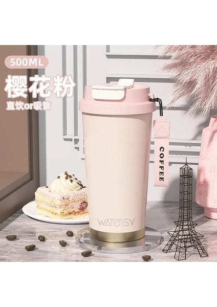 530ML Kahve Kupası Paslanmaz Çelik Termos Kupa 316 Vakum Yalıtımlı Şişe Soğuk ve Sıcak Tumbler Seyahat Araba Mugcapacity: 501-600ML/RENK: Pembe Paslanmaz (Yurt Dışından)