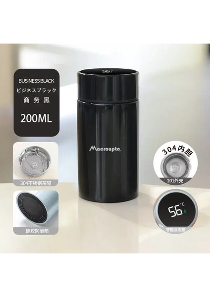 200ML Akıllı Termos Su Şişesi Paslanmaz Çelik Sıcaklık Ekran Termos Kupası Mini Cep Kupası Vakum Şenlikleri Kahve Kupası Hediye Kazaneti: 200ML/RENK: Kupa Fırçası (Yurt Dışından)