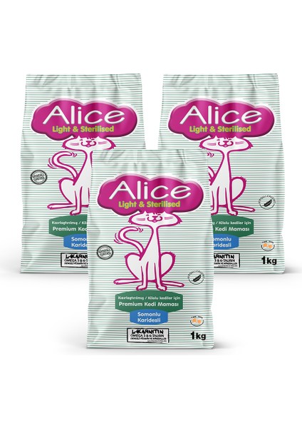 Light & Sterilised Somonlu Karidesli - Kısırlaştırılmış / Kilolu Kediler Için 3x1 kg ( 3 Adet 1 Kg)