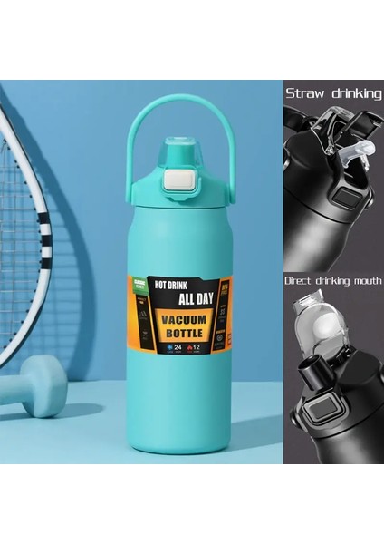 Paslanmaz Çelik Termo Şişe 2.5l Büyük Kapasiteli Termo Su Taşınabilir 2500ML Vakum Kupa Termos Yalıtımlı Kupa 2l Tumbler 84OZ Kapasite: 1200ML/RENK: Mavi (Yurt Dışından)