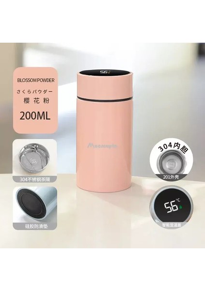 200ML Akıllı Termos Su Şişesi Paslanmaz Çelik Sıcaklık Ekran Termos Kupası Mini Cep Kupası Vakum Şenlikleri Kahve Kupası Hediye Kapasitesi: 200ML/RENK: Pembe (Yurt Dışından)