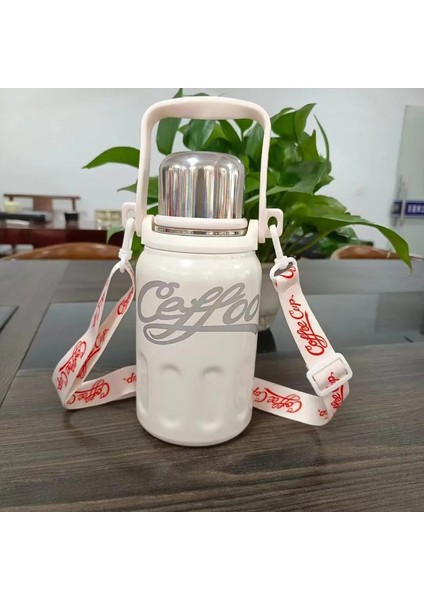 Yeni Paslanmaz Çelik Yüksek Değerli Termos Fincan Büyük Kapasiteli Su Isıtıcısı Dış Mekan Taşınabilir Su Dağı Kapasite: 800ML/RENK: Beyaz (Yurt Dışından)