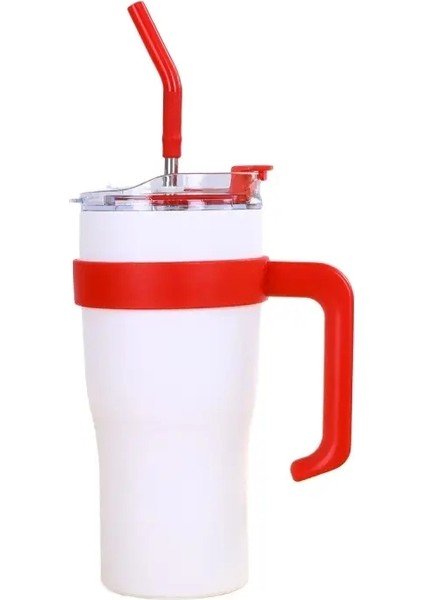 Yeni Kademeli Değişim Renk Büyük Mac Paslanmaz Çelik Termos Kupası Yüksek Değer Kupa Kapasiteli Buz Kupası Eşlik Edici Büyük Kapasite: 30OZ/RENK: Beyaz (Yurt Dışından)