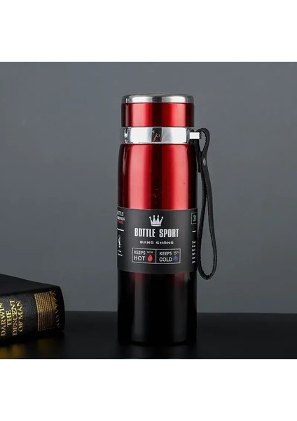 Termos 1l Termal Su Şişesi Soğuk ve Sıcak Su Şişesi Su Çayı Kahve Vakum Şişeleri Paslanmaz Çelik Termos Şişe Kapasite: 1000ML/RENK: Kırmızıdan Siyah (Yurt Dışından)