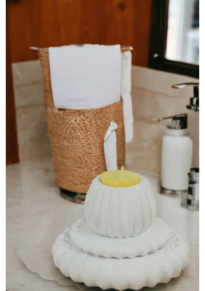 Şamdan Mumluk Dekoratif Mumluk Beyaz Renk Tealight Mumluk Model 1
