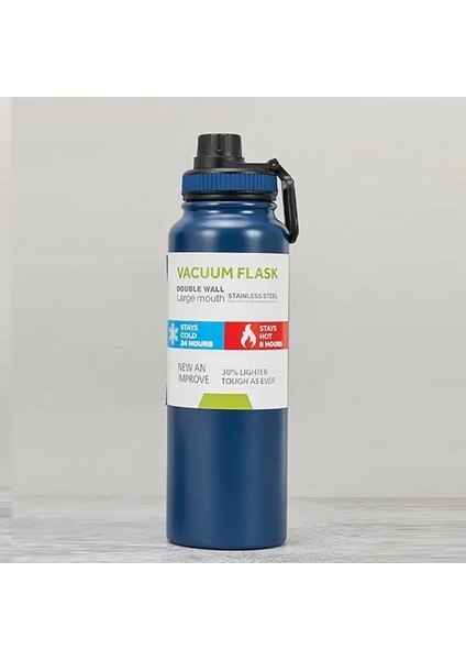 800/1000ML Paslanmaz Çelik Termos Şişe Araç Yalıtım Kupası Açık Hava Spor Soğuk ve Isı Termal Kupa Seyahat Vakum Şişesi Kapasite: 1000ML/RENK: Mavi (Yurt Dışından)