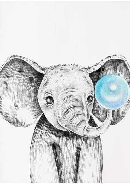 Sevimli Zürafa Fil Zebra Kaplan Pembe Üfleme Kacık Sakız Poster Kreş Tuval Boya Hayvan Baskısı Dekor Boyutu (Inç): 40X60CM Çerçevesiz/renk: 8 (Yurt Dışından)