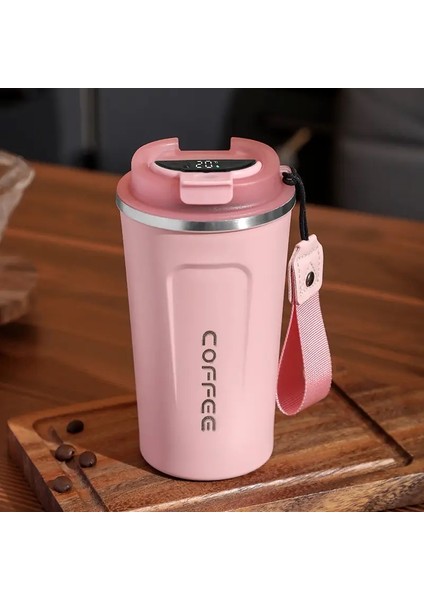 Yeni Akıllı Termos Kahve Kupası LED Sıcaklık Ekran Taşınabilir Paslanmaz Çelik Yalıtımlı Kupa Sıcak Soğuk Vakum Şişesi Tut 510ML Kapasite: 510ML/RENK: Pembe (Yurt Dışından)