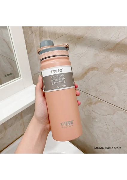 Tyeso 530ML/750ML Paslanmaz Çelik Su Şişesi Yalıtımlı Termos Şişe Çift Duvar Vakum Şişesi Seyahat Kupası Spor Termal Kupa Kapasite: 530ML/RENK: Pembe (Yurt Dışından)