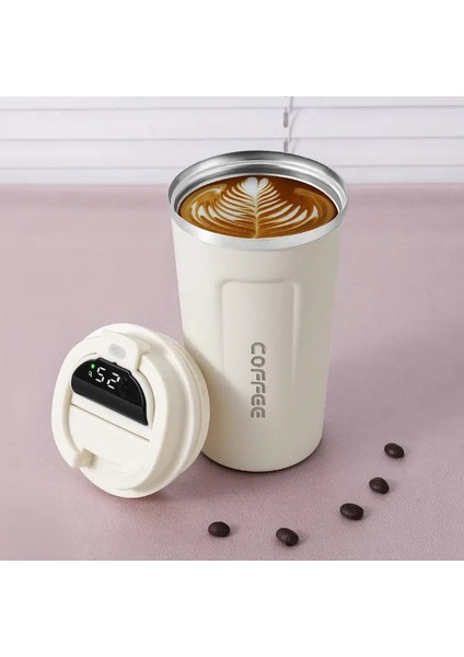 510ML Termos Şişesi Akıllı Ekran Sıcaklık Kahve Kupası 304 Paslanmaz Çelik Vakum Kupası Ofis Iş Taşınabilir Termal Mugcapacity: 380ML/RENK: Beyaz (Yurt Dışından)