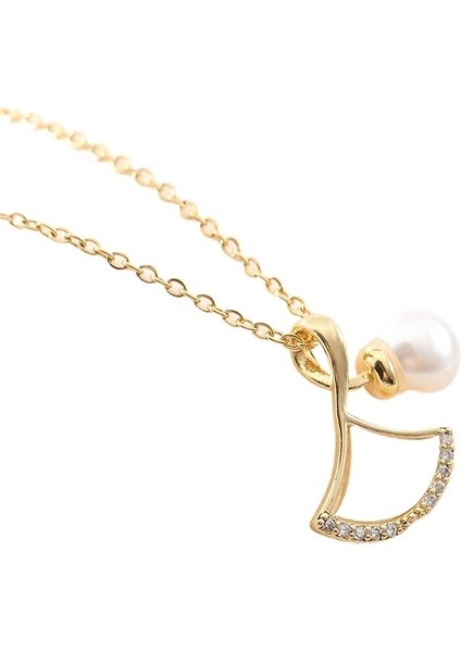 Çok Yönlü Yelpaze Şeklinde Kadın Altın Kolye Zirkonyum Mizaç Çok Yönlü Kolye Kakmalı Inciler (Yurt Dışından)