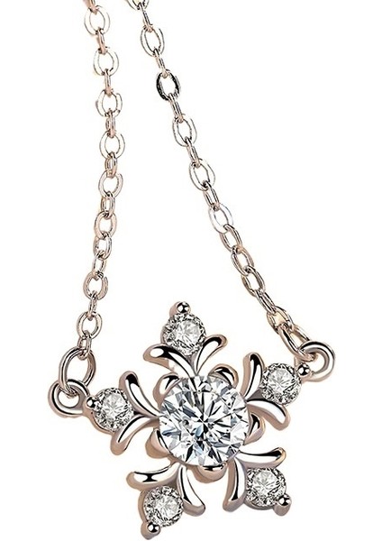 Kar Tanesi Kolye Kadın Moda Köprücük Zinciri Soğuk Stil Mizaç Basit Kolye (Yurt Dışından)