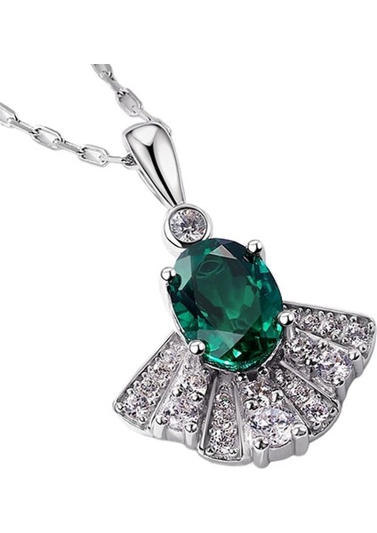 Sınır Ötesi Yeni Stil Küçük Etek Yelpaze Şeklinde Parlak Kolye S925 Gümüş Yetiştirilmiş Zümrüt Retro Köprücük Kemiği Zinciri Avrupa ve Amerikan Hafif Lüks (Yurt Dışından) fiyatları