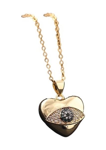 Titanyum Çelik Köprücük Kemiği Zinciri Renkli Zirkonyum Göz Kolye Ucu Nazar Boncuğu Kolye (Yurt Dışından)