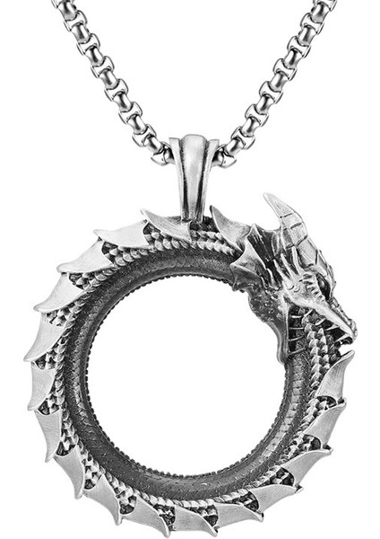 Ouroboros Kolye Kolye Erkek Metal Ejderha Kolye Hip Hop Kolye Kişilik (Yurt Dışından)