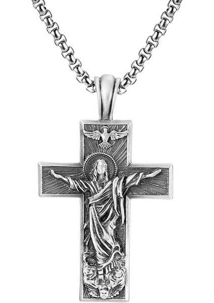 Yazlık Üst Düzey Erkek Moda Aksesuarları Erkek Retro Tarzı Saf Teneke Kolye Çapraz Kolye (Yurt Dışından)