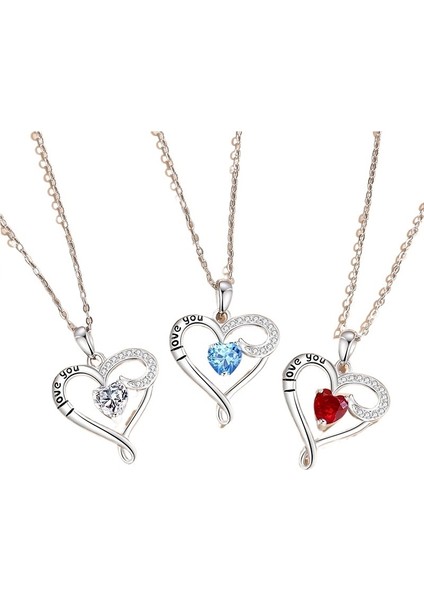 S925 Ayar Gümüş Şeftali Kalp Şeklinde Aşk Kolyesi Köprücük Zinciri Çapraz (Yurt Dışından)