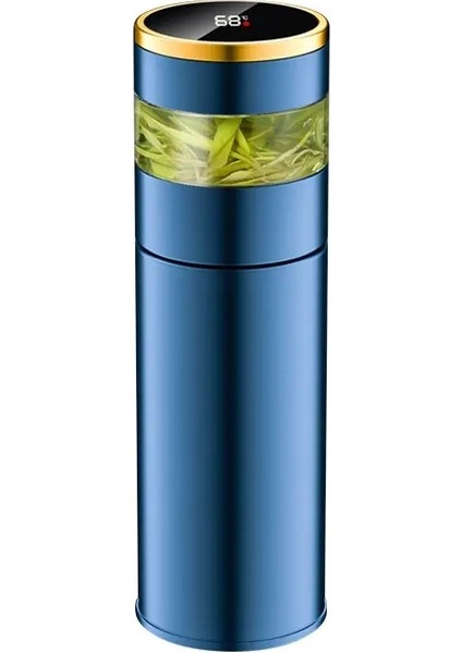 Daklar Akıllı 304 Paslanmaz Çelik Vakum Kupa Sıcaklık LED Gözleşme Ile Cam Bölüm Çay ve Su Vacuma Şişi Kapasite: 450ML/RENK: Mavi (Yurt Dışından)