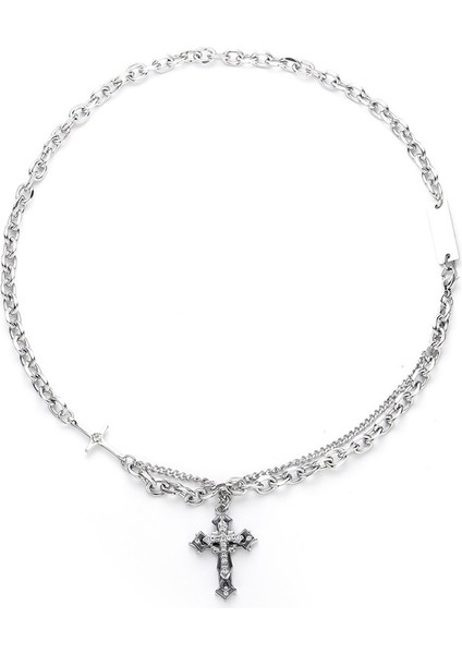 Erkekler Için Titanyum Çelik Kolye, Çapraz Kolye, Istiflenebilir ve Solmaz, Üst Düzey Niş Tasarım, Hip-Hop Yeni Stil Basit Aksesuarlar (Yurt Dışından)