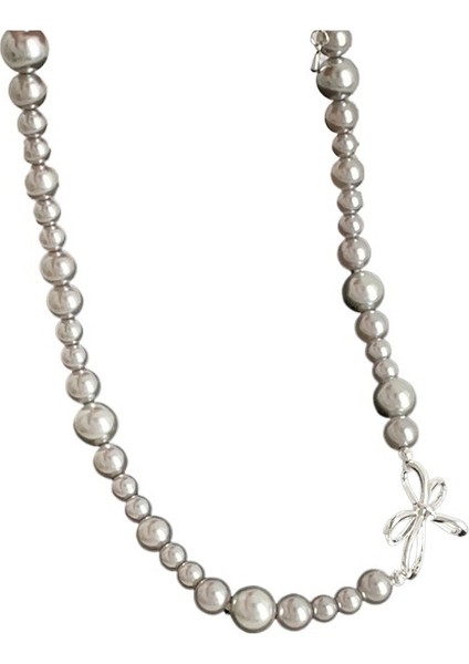 Kadınlar Için Fransız Retro Fiyonk Degrade Inci Kolye Niş Tasarım Kişilik Çok Yönlü Kolye Köprücük Kemiği Zinciri (Yurt Dışından) modelleri