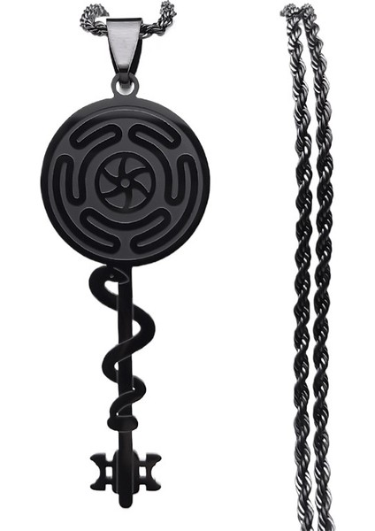 Paslanmaz Çelik Cadı Hekate Tekerlek Kolye Cadılık Yılan Anahtar Kolye Takı (Yurt Dışından)