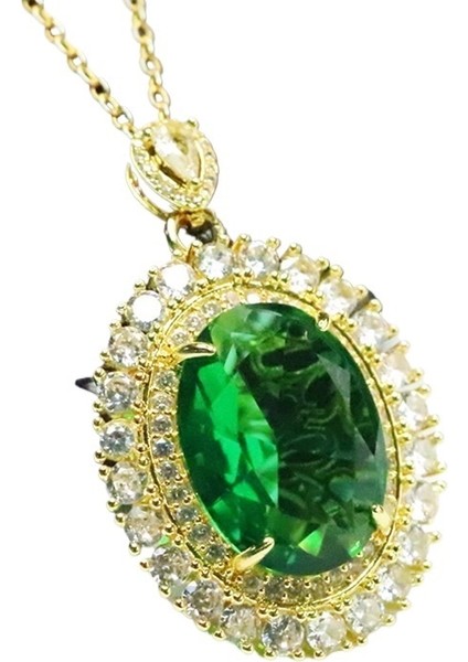 Aiyu Yeşil Cam Kolye Zümrüt Kolye (Yurt Dışından)