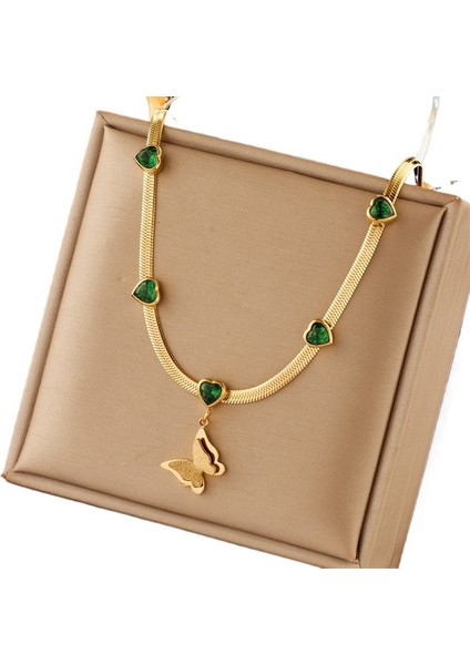 Moda Yaratıcı Retro Yüksek Dereceli Buzlu Üç Boyutlu Kelebek Kolye Aşk Bıçağı Zincir Kolye (Yurt Dışından)