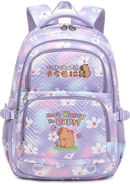 Sevimli Capya Erkek Kızlar Okul Okul Sırt Çantası Gençler Için Kawaii Öğrenci Çocuk Rucksack Dizüstü Bilgisayar Kitapları Bag Mochila Renk: Mor (Yurt Dışından)