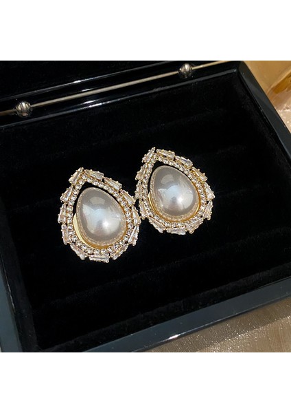 Yeni Bilezik Broş Küpe Gümüş Iğne Yağ Damlası Çiçekler Geometrik Küpe Fransız Retro Moda Mizaç Takı Broş Bilezik (Yurt Dışından)