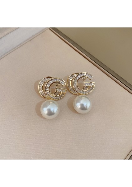 Yeni Fransız Retro Inci Geometrik Küpe Atılı Moda Mizaç Küpe Niş Işık Lüks Broş Takı (Yurt Dışından)